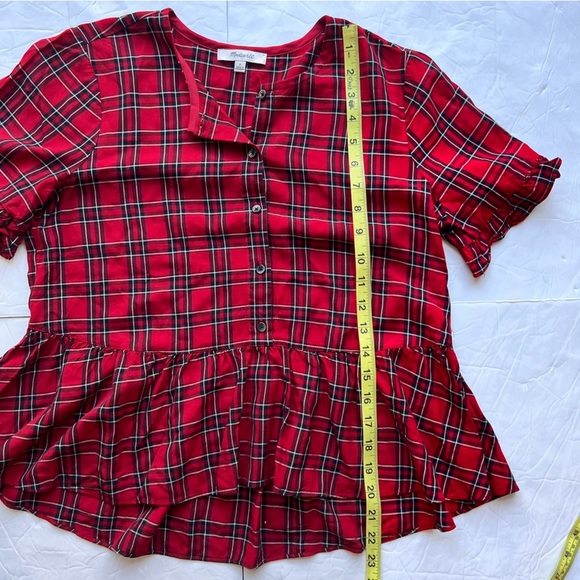 Madewell Studio Ruffle-Hem Top in Clanton Plaid Size S - Picture 7 of 10